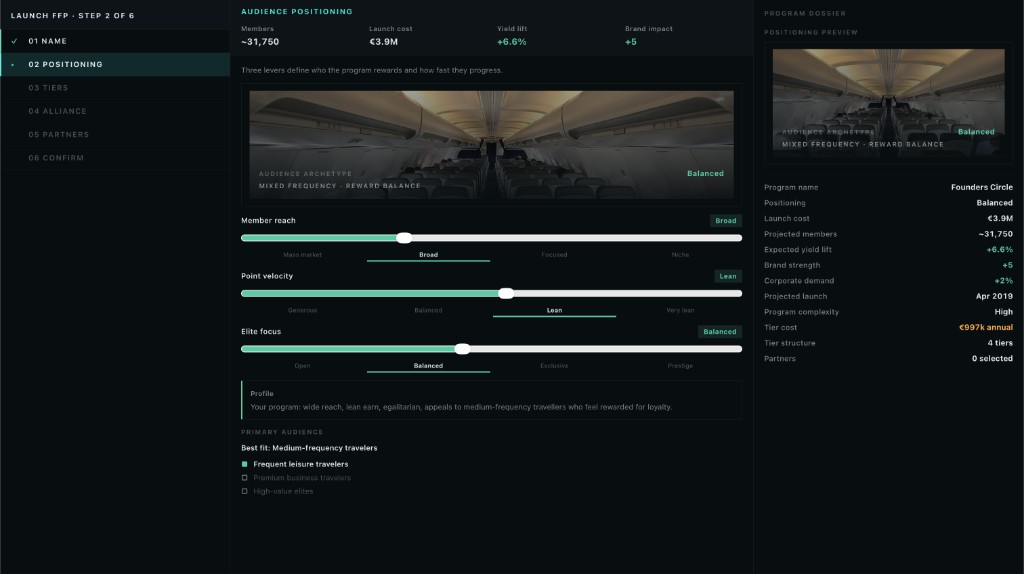 Launch FFP step 2 Positioning. Audience sliders with yield multiplier preview.